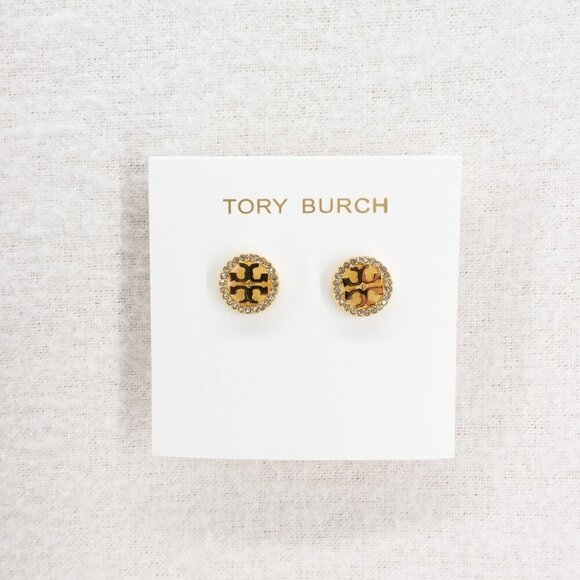 Tory Burch Jewelry - Tory Burch Miller Pavé Stud Earrings Gold/Crystal OS